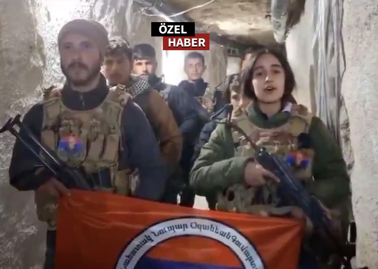 Tünelden çıkamıyorlar! Ermeni Terör Örgütü Suriye’de PKK/PYD’ye videolu destek verdi