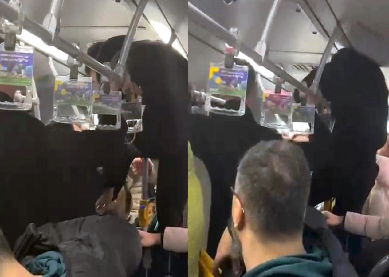 Metrobüste boş koltuk kavgası: Tutunma demirine tırmanarak daldı!