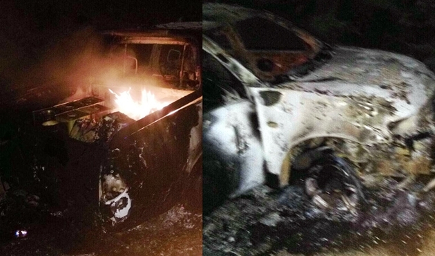 Şırnak'ta teröristler Ak Parti'li başkanın aracını yaktı...