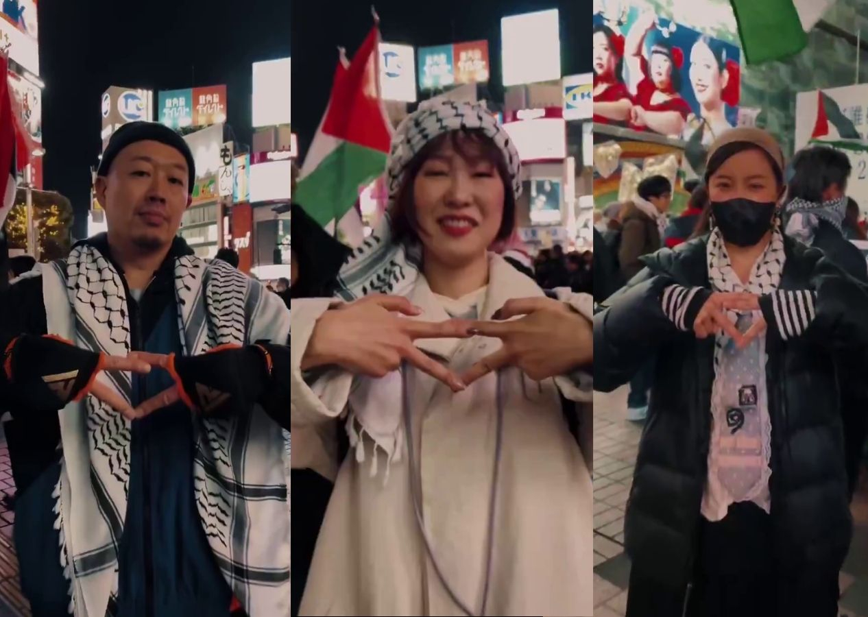Tokyo'dan Filistin'e selam! Yılbaşı kutlaması değil Filistin direnişi! Binlerce kişi meydana indi!