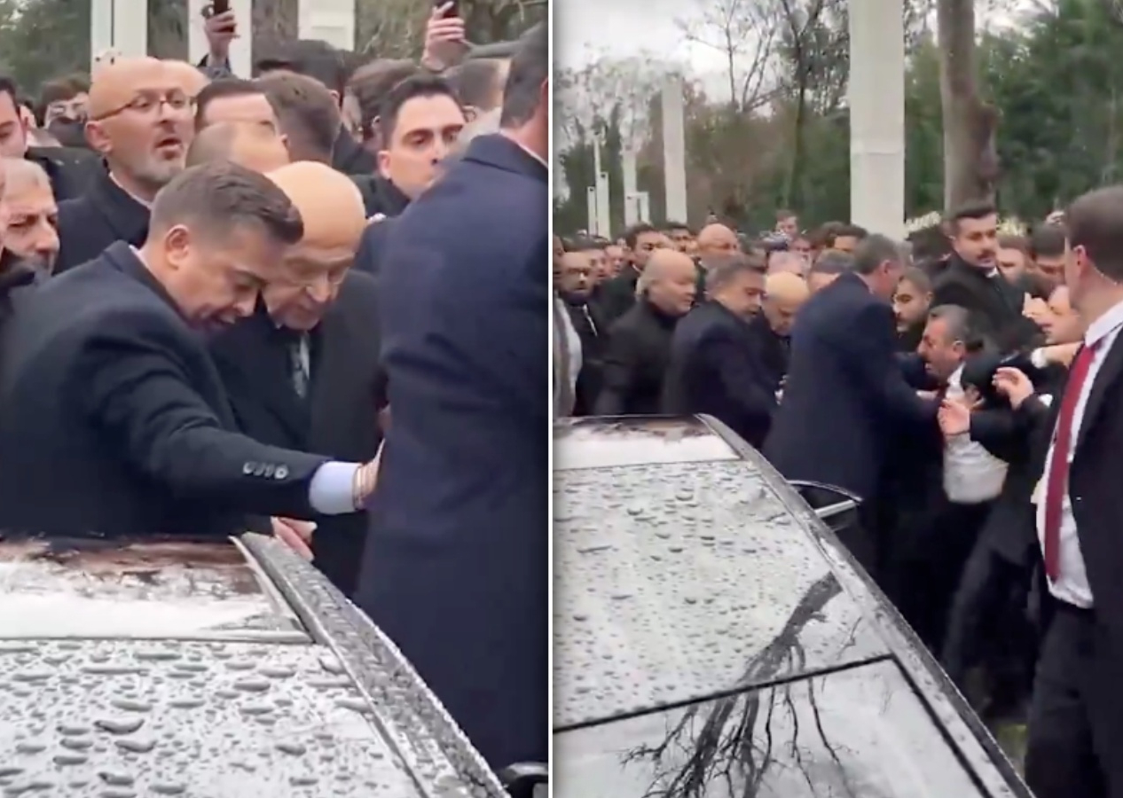 Ferdi Tayfur'un cenazesinde Devlet Bahçeli'nin zor anları! Aracına güçlükle binebildi...