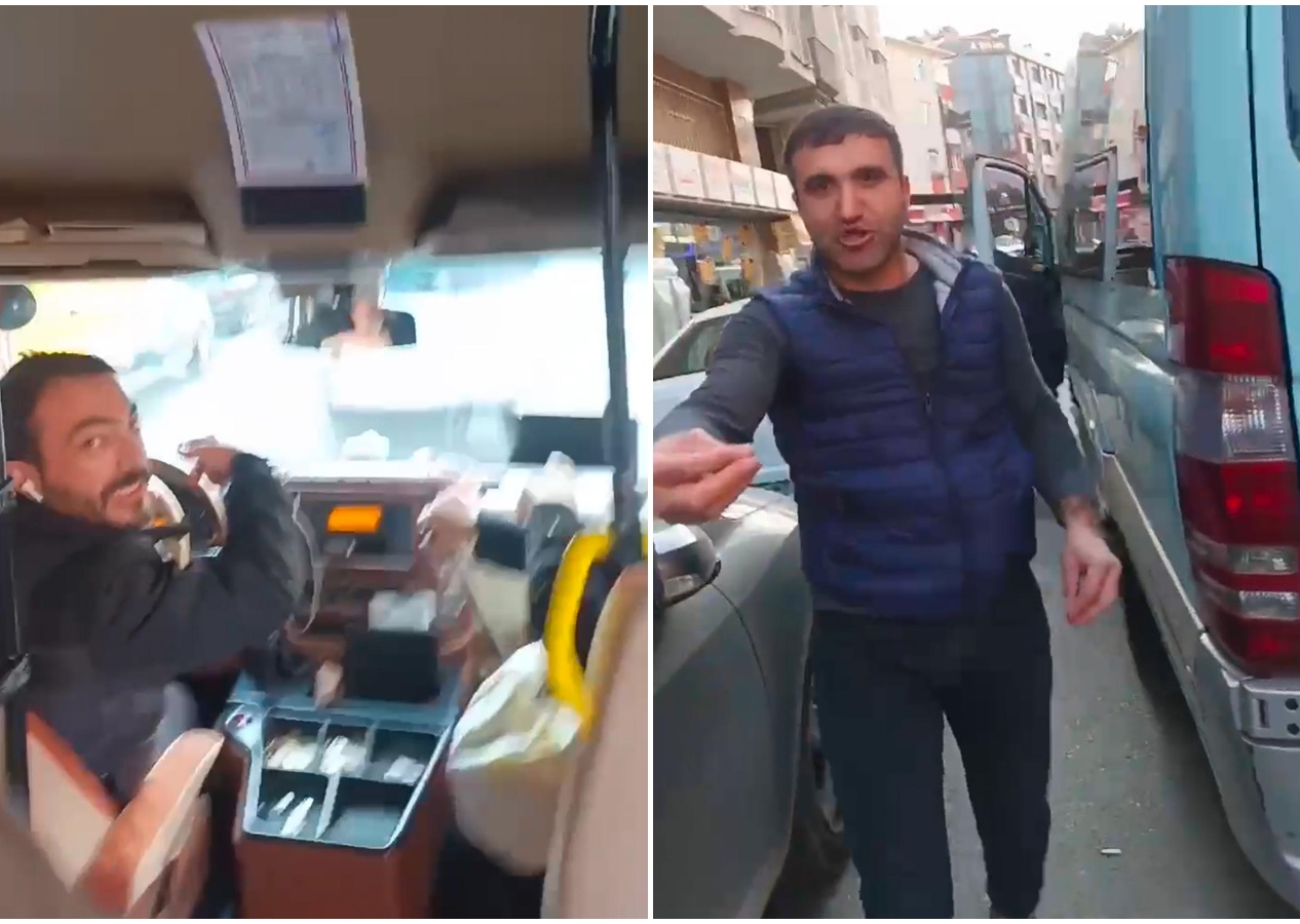 Trafik magandaları iş başında! İki minibüs şoförü yarıştı, hamile yolcu 'stres yüzünden doğuracağım' diyerek araçtan indi... O anlar kamerada