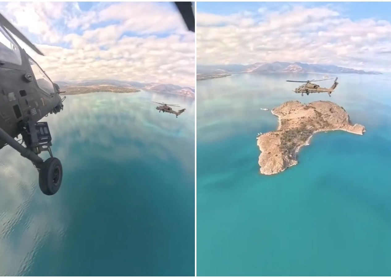 ATAK helikopteri Van Gölü üzerinde süzüldü! Görüntüler binlerce kez izlendi
