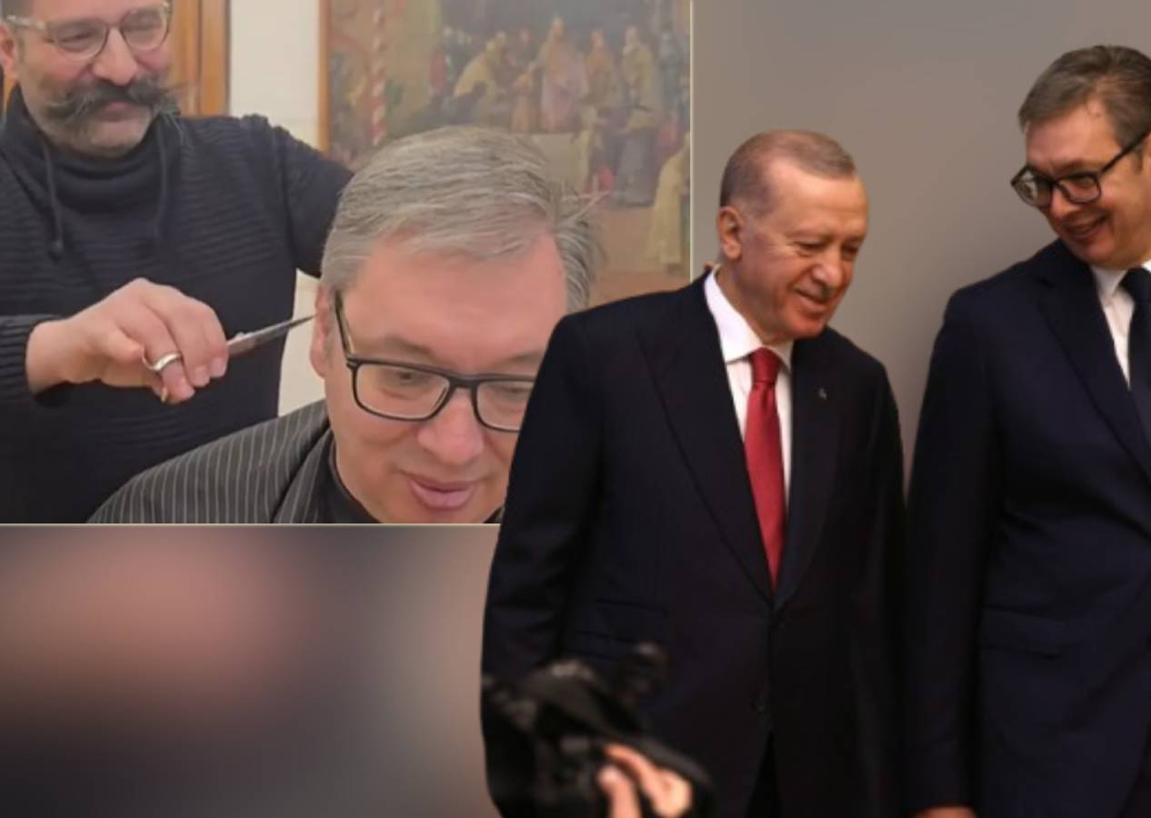 Aleksandar Vucic berberinin bıyığını Cumhurbaşkanı Erdoğan'ın korumasına benzetti
