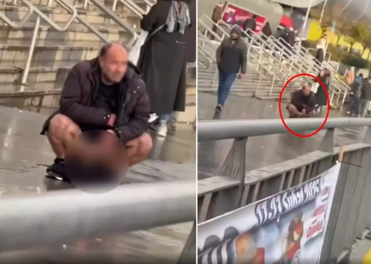 Esenyurt'ta AVM önünde tuvaletini yaptı! Şaşkın bakışlara aldırış etmedi... Şok anlar kamerada...