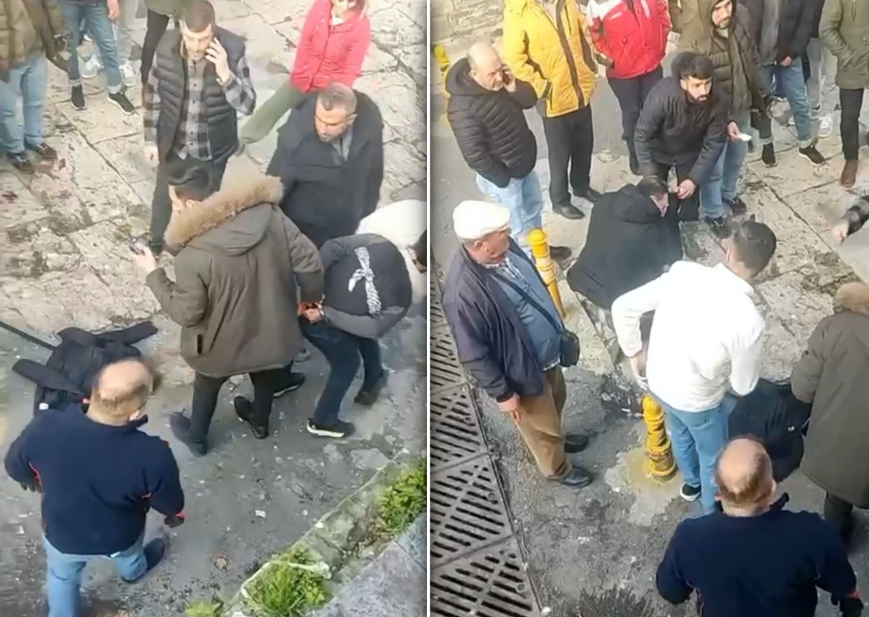 Fatih'te polise sopalı saldırı! Yankesicinin sonu adliye oldu! Saldırı anları kamerada...