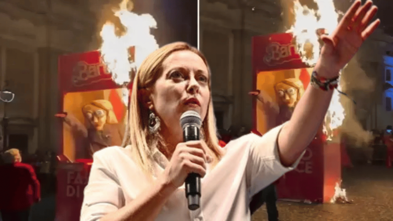 İtalya Başbakanı Giorgia Meloni'nin kuklası ateşe verildi!