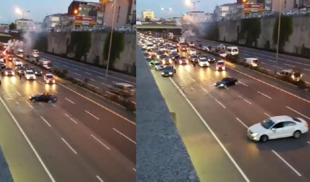 İstanbul'da yolu kapatıp drift yaptılar/Video...