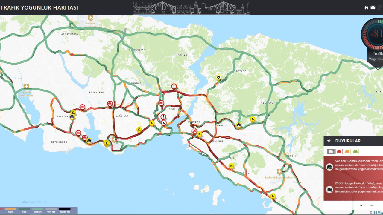 İstanbul'da trafik felç! Yoğunluk yüzde 81'e ulaştı...