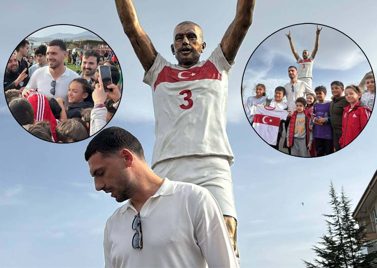 Merih Demiral UEFA'nın zoruna giden Bolu'daki heykelini ziyaret etti