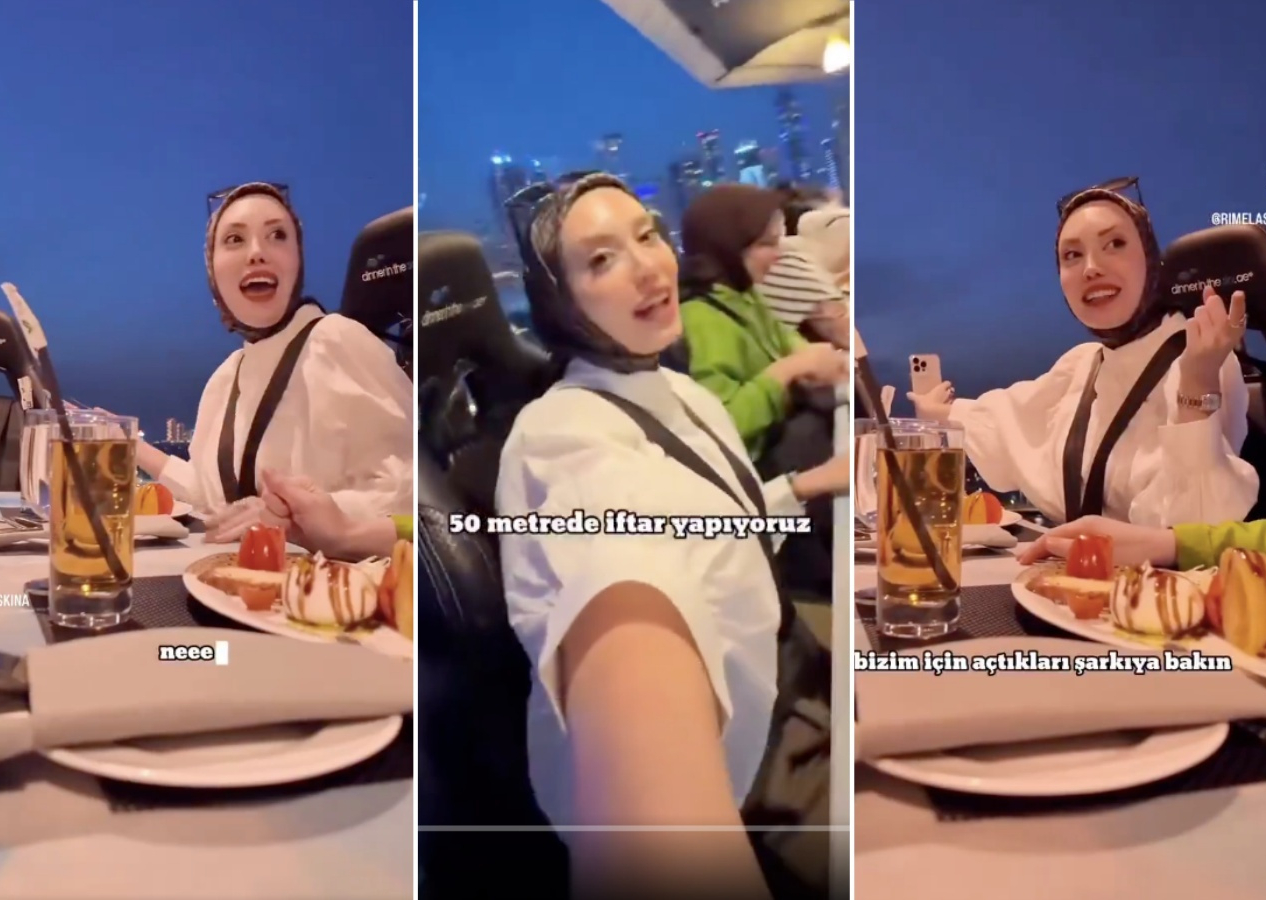 Dubai'de gökyüzünde iftar! Şımarık, zengin ve muhafazakar Türk kızların görgüsüzlük şovu!