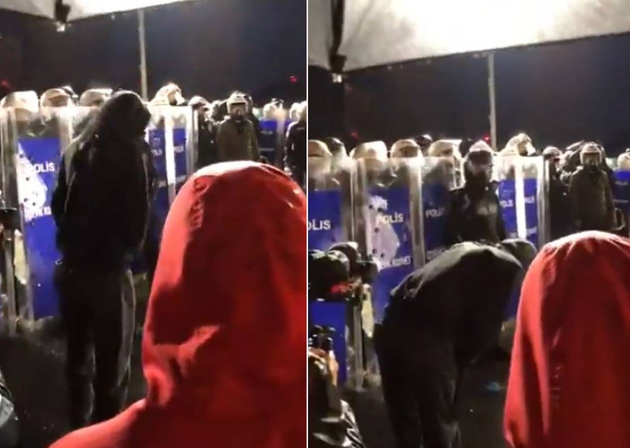 Saraçhane'de skandal görüntü; namazla dalga geçen göstericiye gereği yapıldı