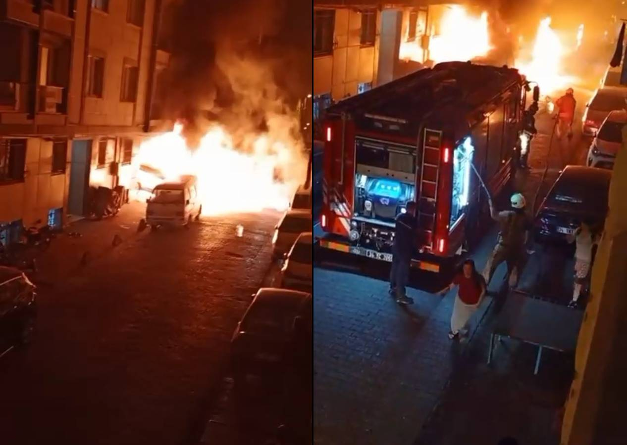 Bahçelievler’de 5 araç alev topuna döndü, çığlıklar patlama seslerine karıştı