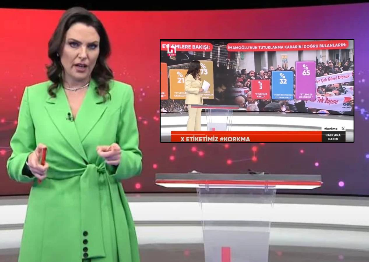 Ece Üner'in Halk TV Ana Haber'deki zor anları; anket sonuçlarını okuyamadı
