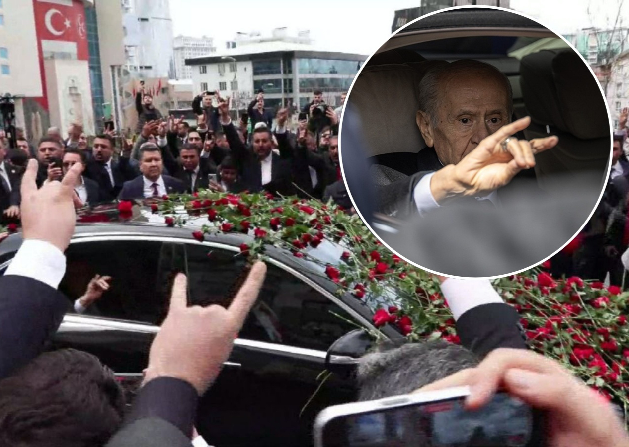 Devlet Bahçeli sahalara döndü! MHP Genel Merkezi'nde karanfillerle karşılandı, bozkurt selamı verdi