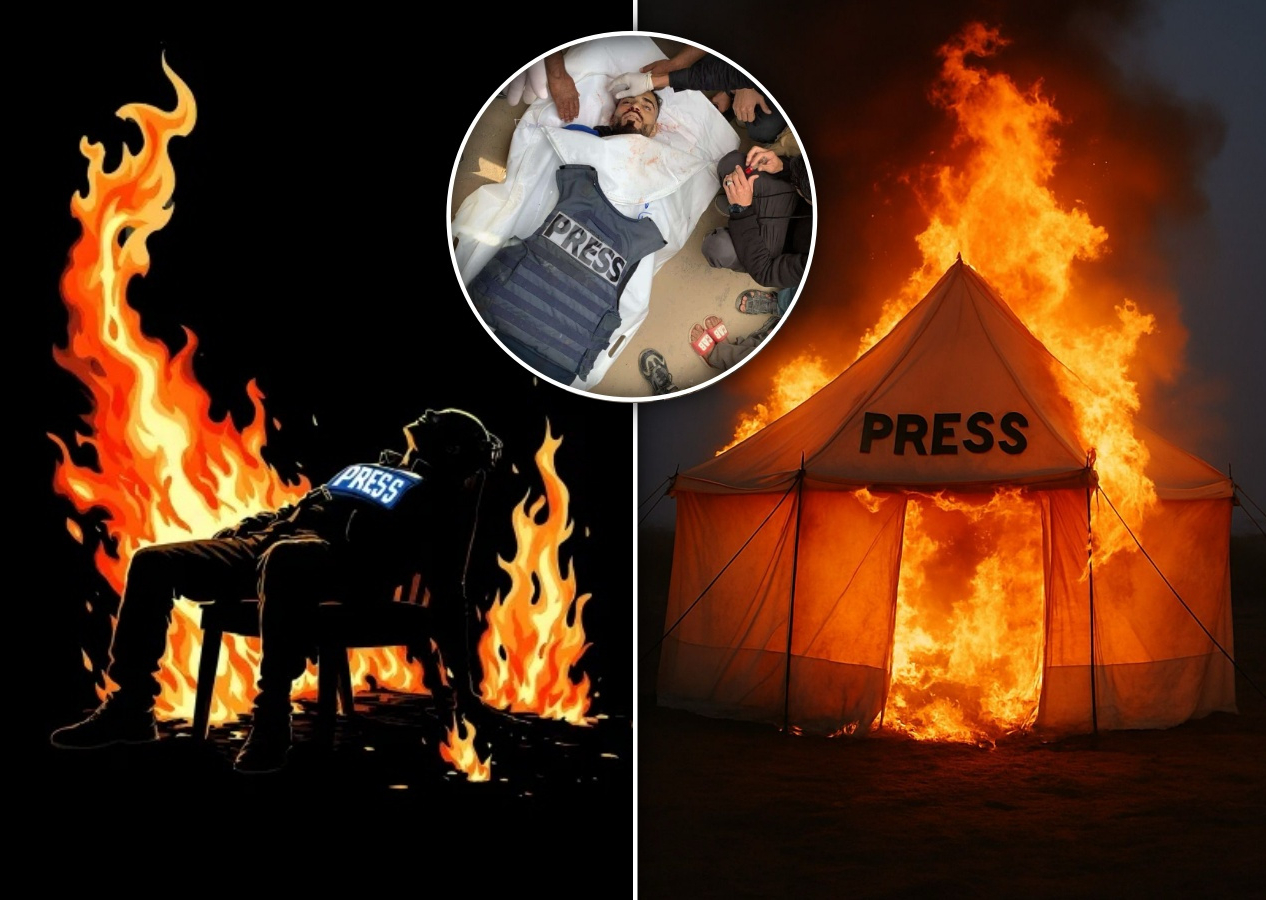 Gazze'de gazeteci katliamı! Basın çadırındakiler diri diri yakıldı... İsrail'in vahşetini siyah ekranla haykırıyoruz!