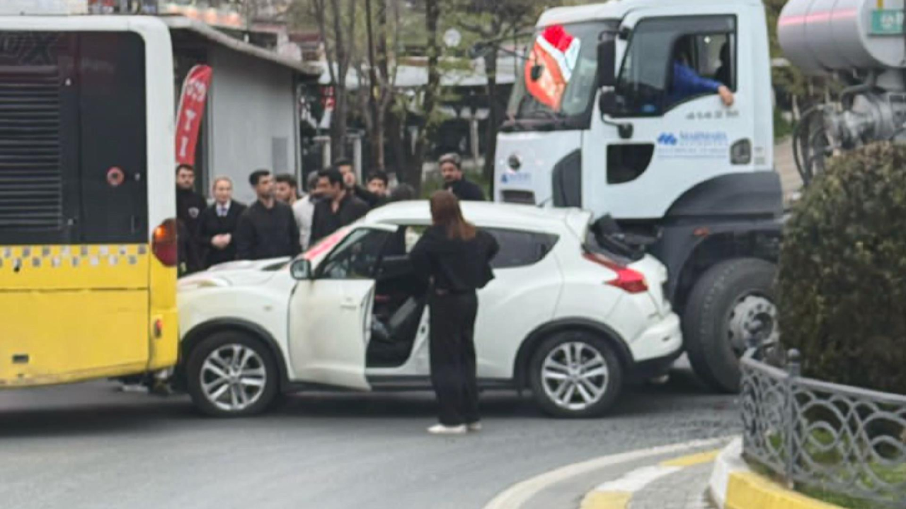 Genç kadın beton mikseriyle otobüs arasında ezilmekten son anda kurtuldu