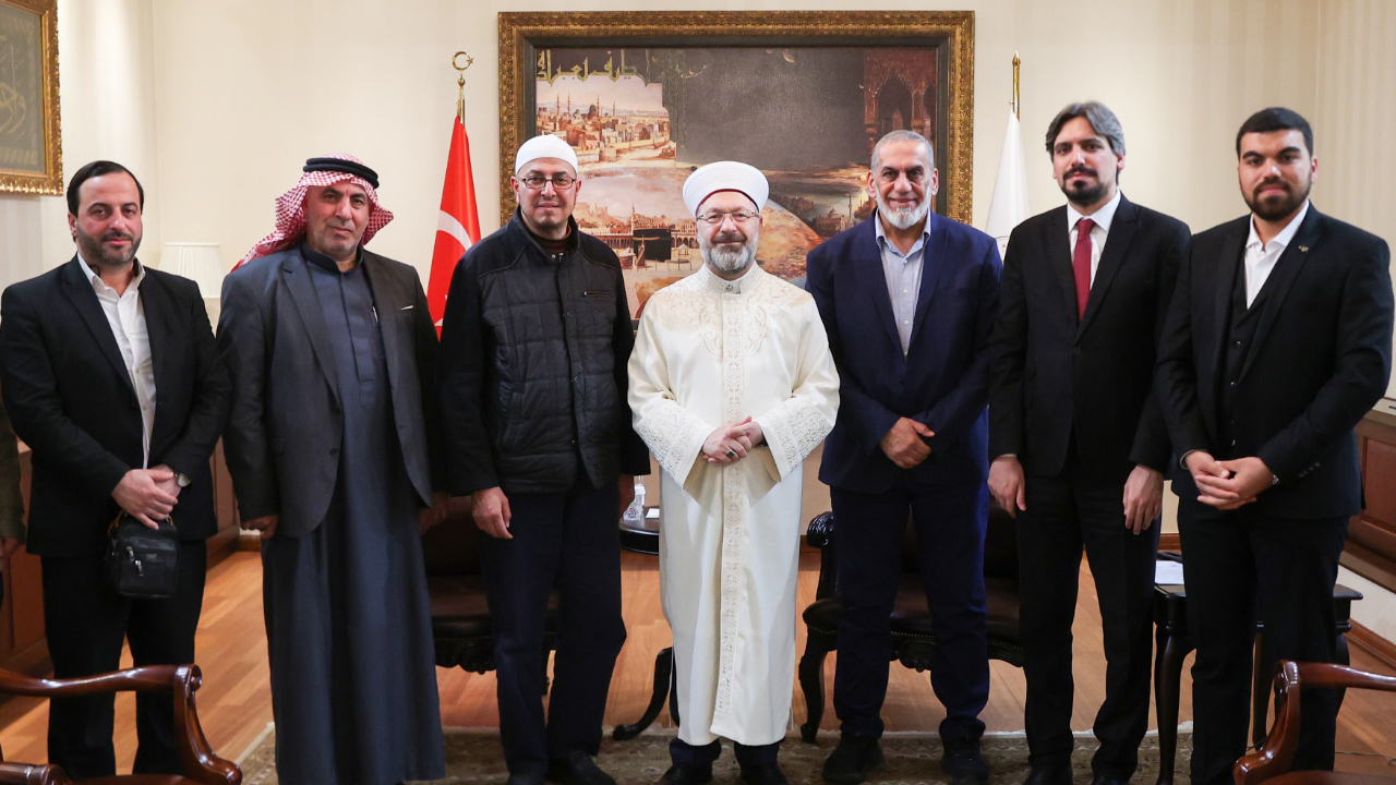 Diyanet İşleri Başkanı Erbaş, Filistinli Alimler Heyeti Başkan Yardımcısı Bekir'i kabul etti