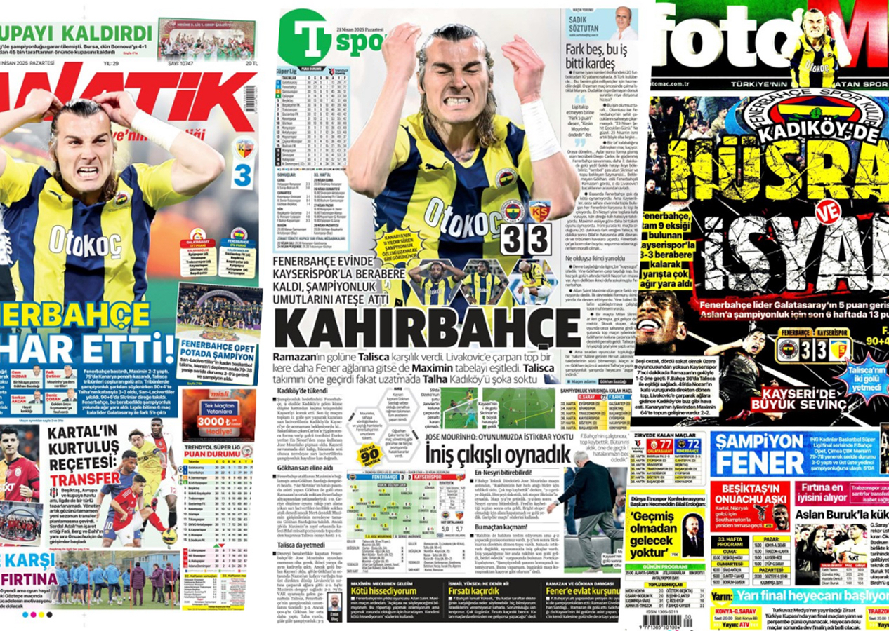 "Acıların takımı KahırBahçe!" İşte Fenerbahçe - Kayserispor maçı spor manşetleri
