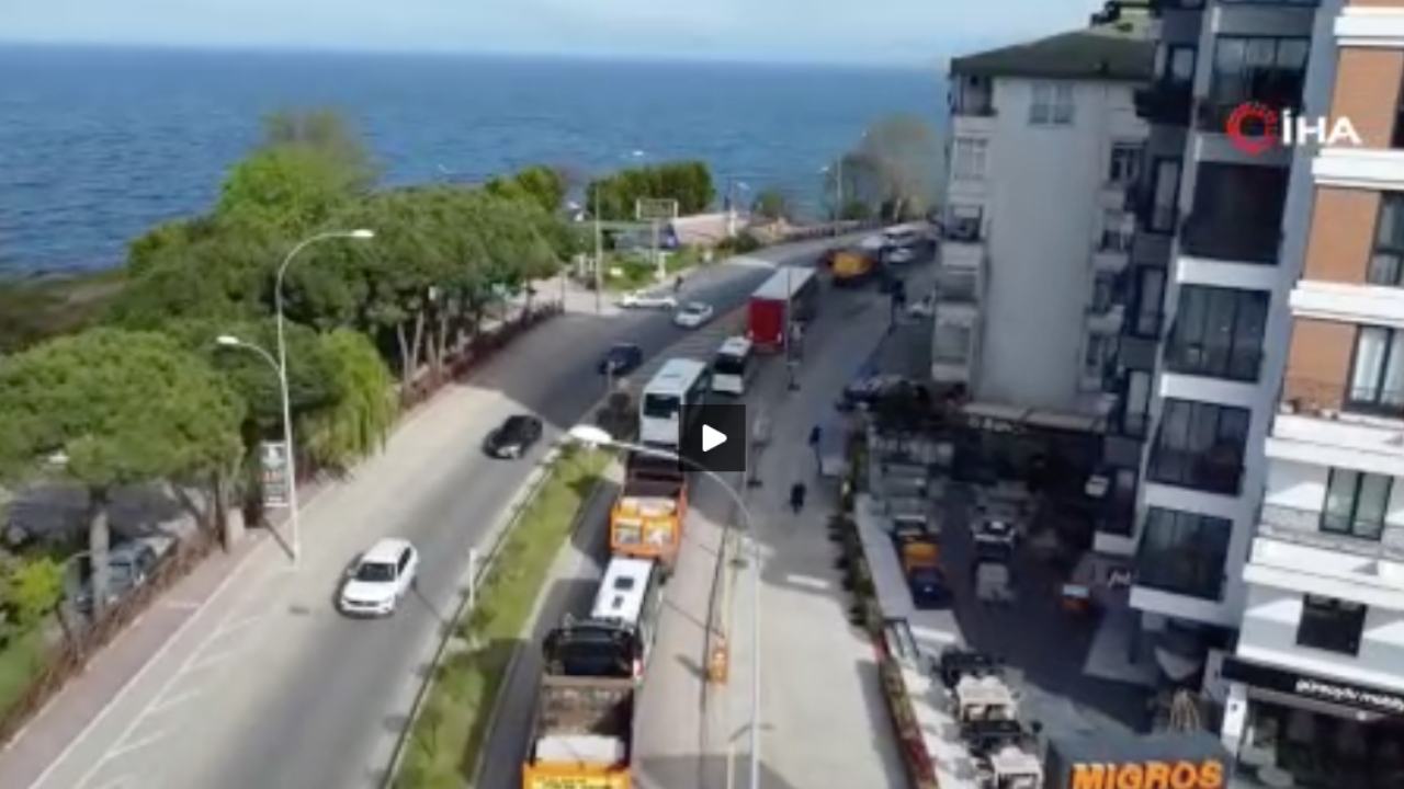 Ünye’de Yunus Emre Tüneli asfalt çalışması trafiği aksattı