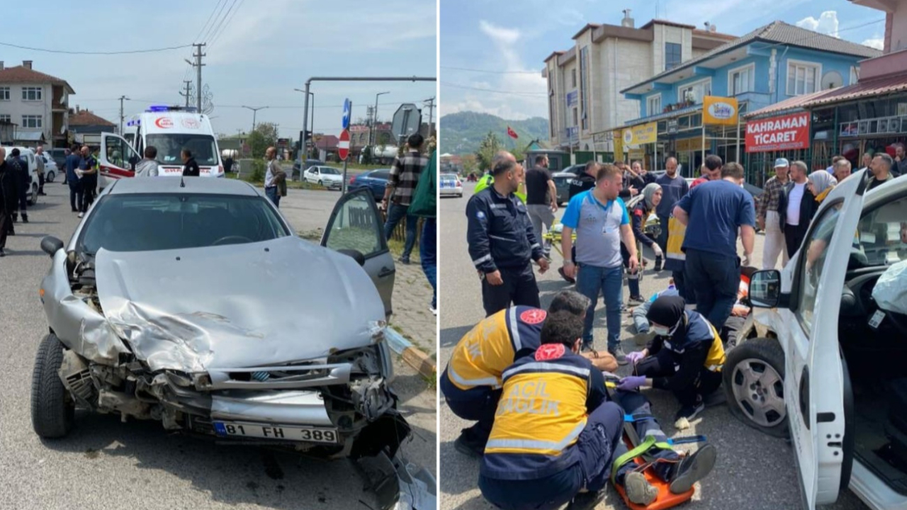 Düzce’de feci kaza: Otomobil ile hafif ticari araç çarpıştı, 7 kişi yaralandı