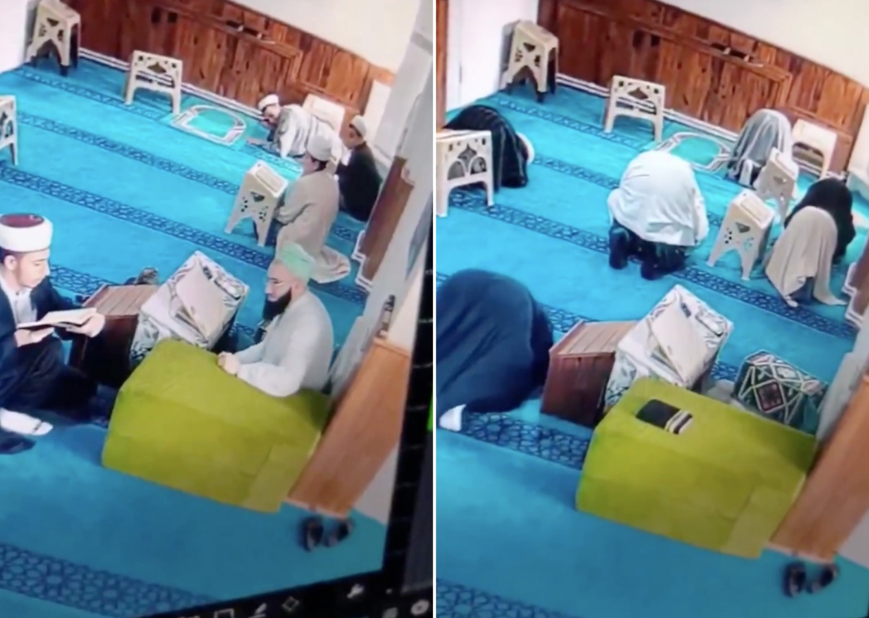 Deprem anında manevi teslimiyet... Medresede depreme yakalanınca secdeye kapandılar!