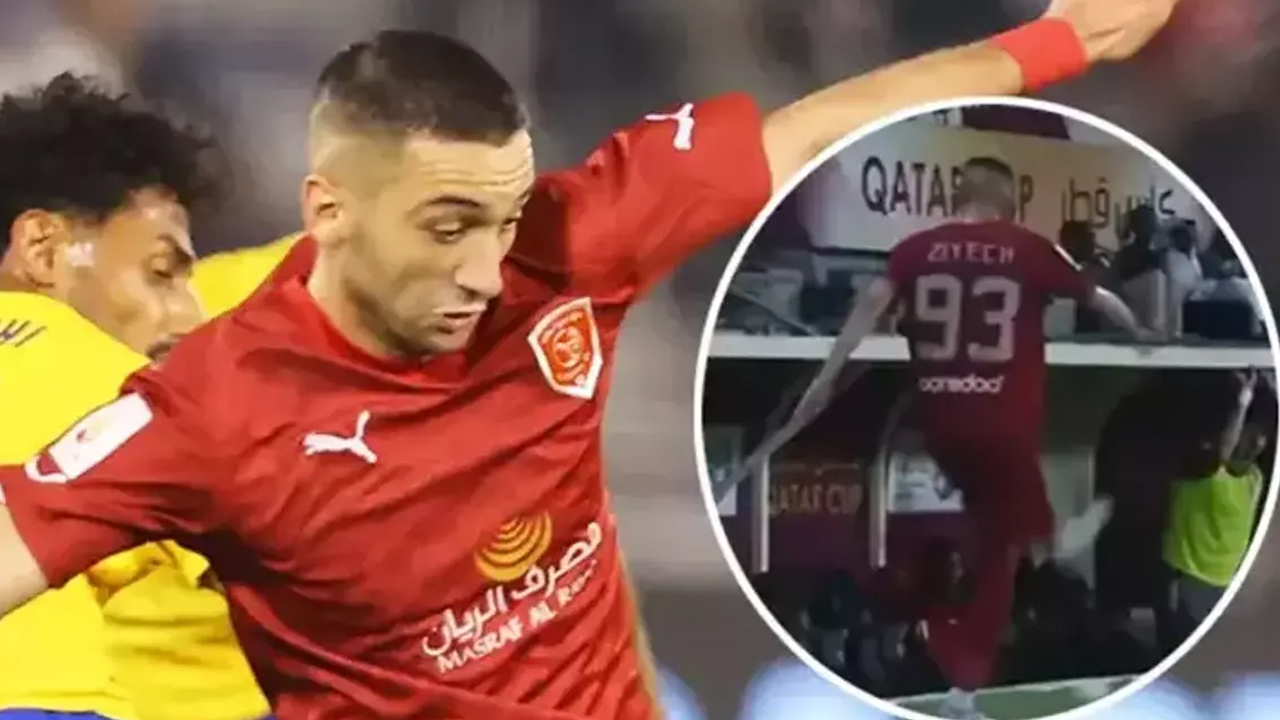 Hakim Ziyech bu sefer de Katar'ı karıştırdı! Oyundan alınınca tekmeler savurdu