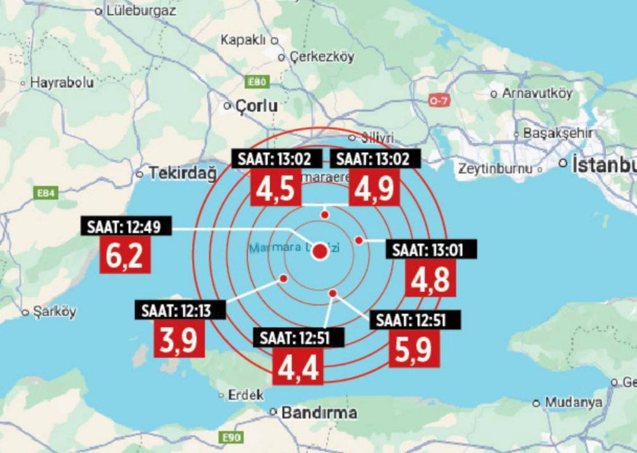 İstanbul depreminde ilçe ilçe hissedilen şiddet belli oldu! USGS haritayı paylaştı... Depremin en çok hissedildiği ilçe Beylikdüzü!