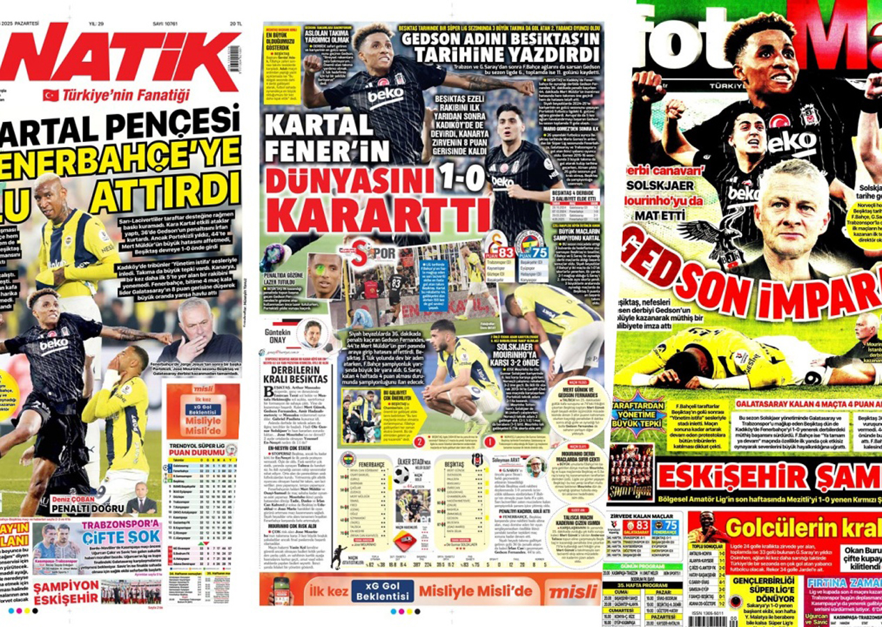 "Kartal Fener'in dünyasını kararttı!" İşte Fenerbahçe - Beşiktaş derbisi sonrası günün spor manşetleri!