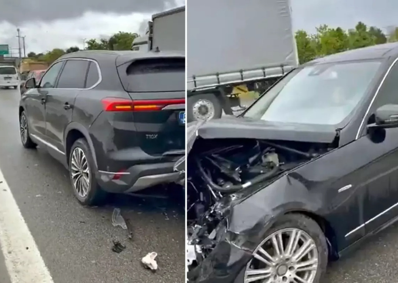 Beton musun mübarek! TOGG’a çarpan Mercedes hurdaya döndü