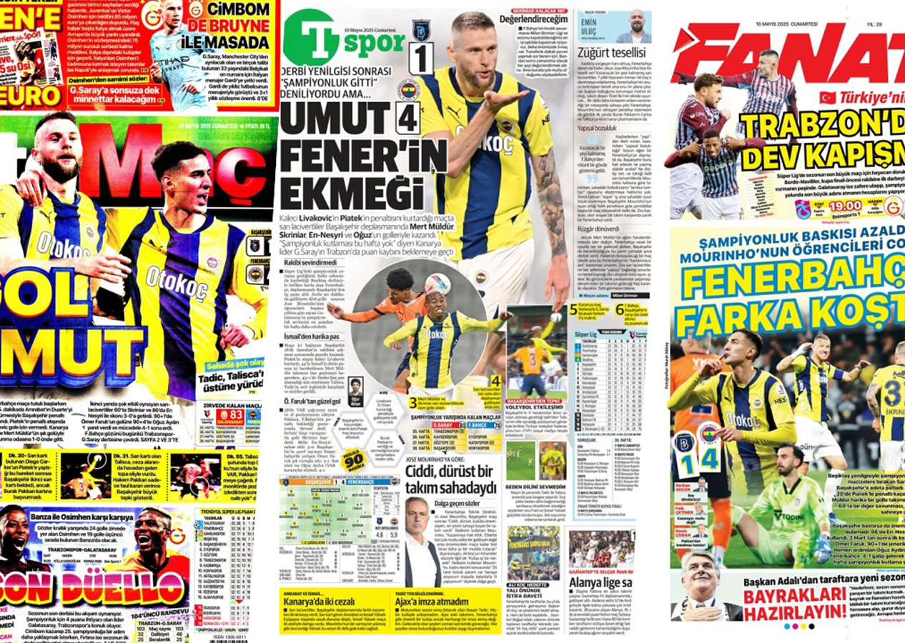 "Umut Fener'in ekmeği!" Fenerbahçe'nin Başakşehir galibiyeti gazete manşetlerine böyle yansıdı
