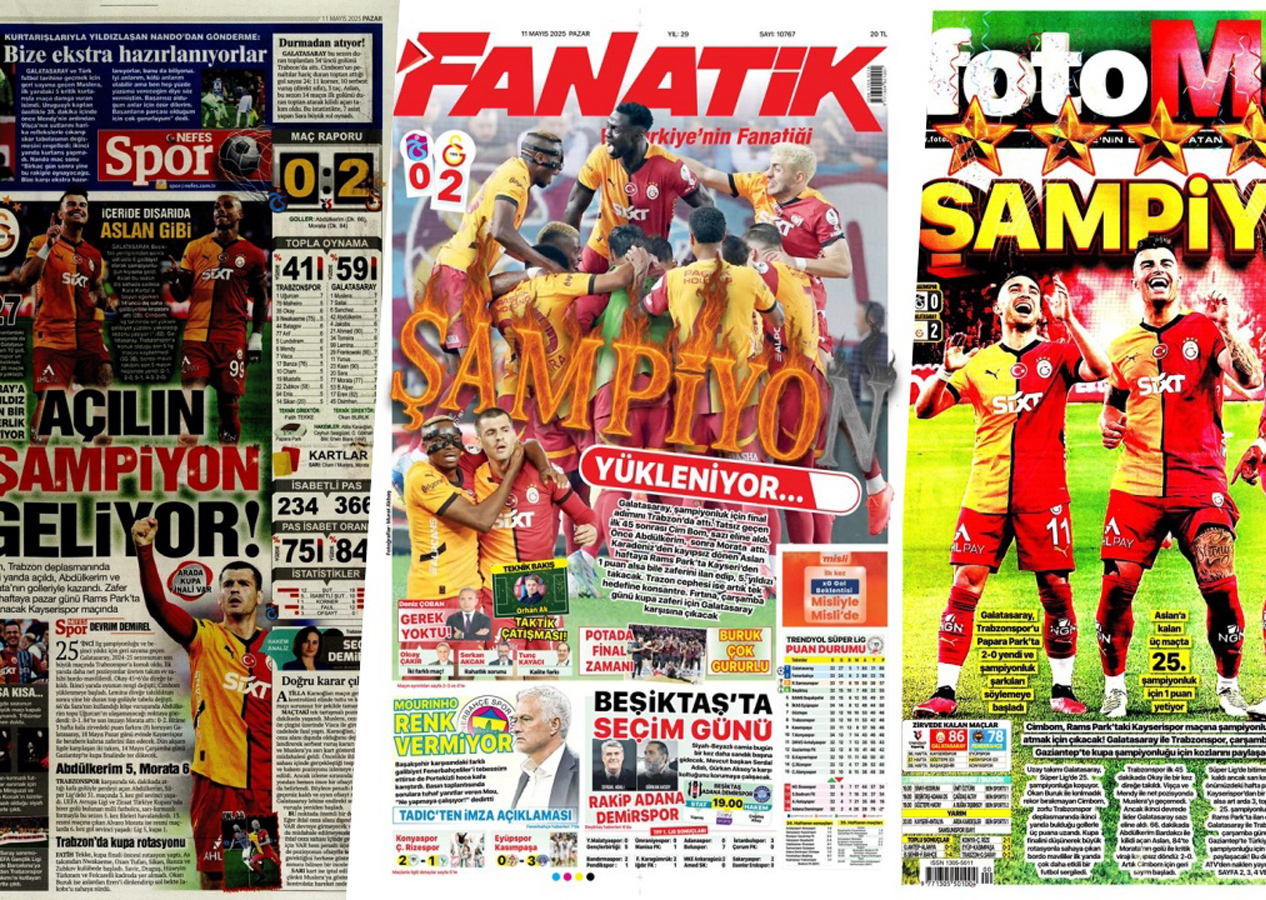"Açılın şampiyon geliyor! Cimbom koşar adım beşinci yıldıza" Galatasaray'ın galibiyeti manşetlerde...