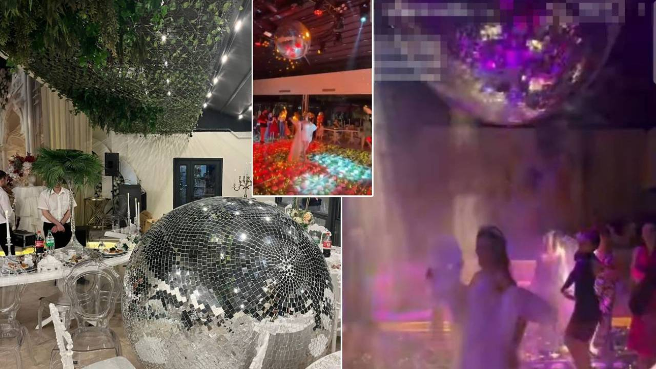 Kına gecesinde gelinin üzerine disko topu düştü! O anlar kamerada