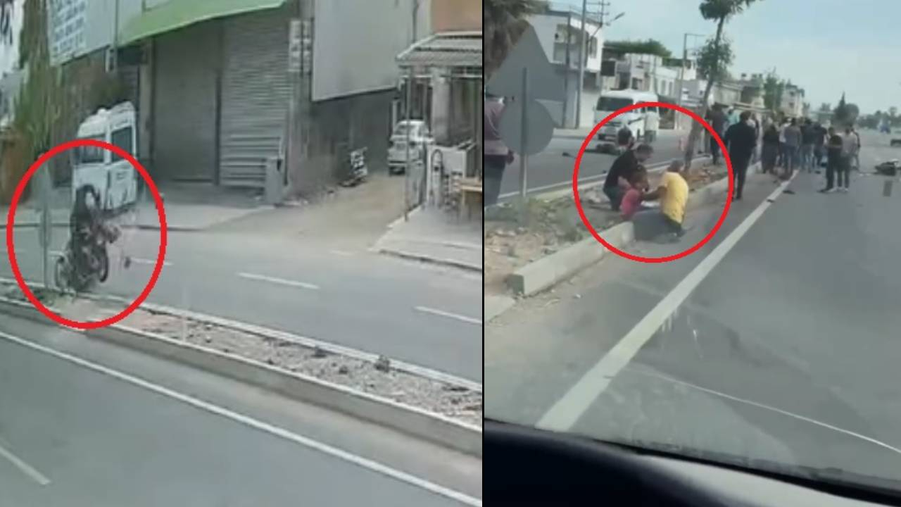 Adana'da iki motosikletin çarpıştığı ölümlü kaza kamerada! 5 yaşındaki çocuk şans eseri hayatta