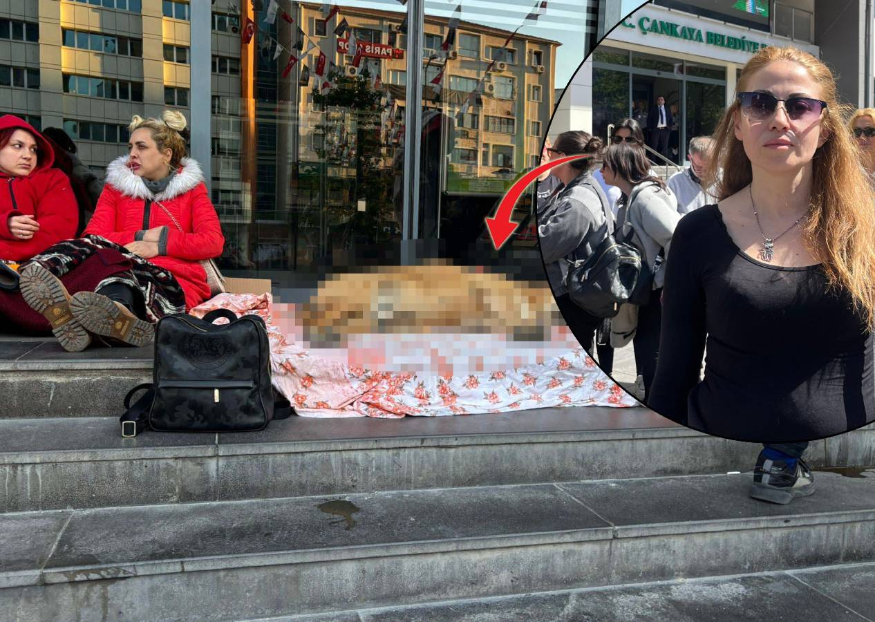 Hayvanseverlerden ölü köpekle Çankaya Belediyesi binası önünde protesto gösterisi