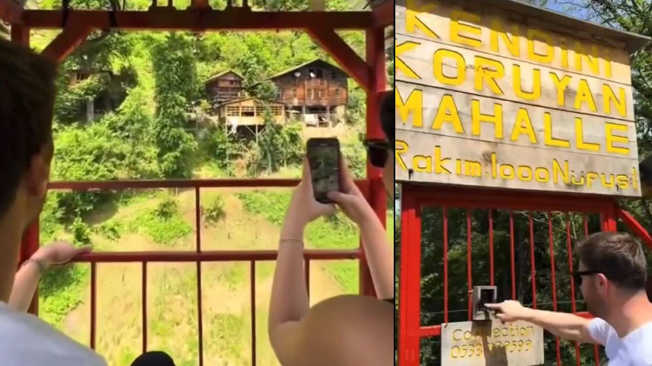 Rize'nin yeni gözde gezi rotası Kendini Koruyan Mahalle... Sadece teleferikle giriliyor