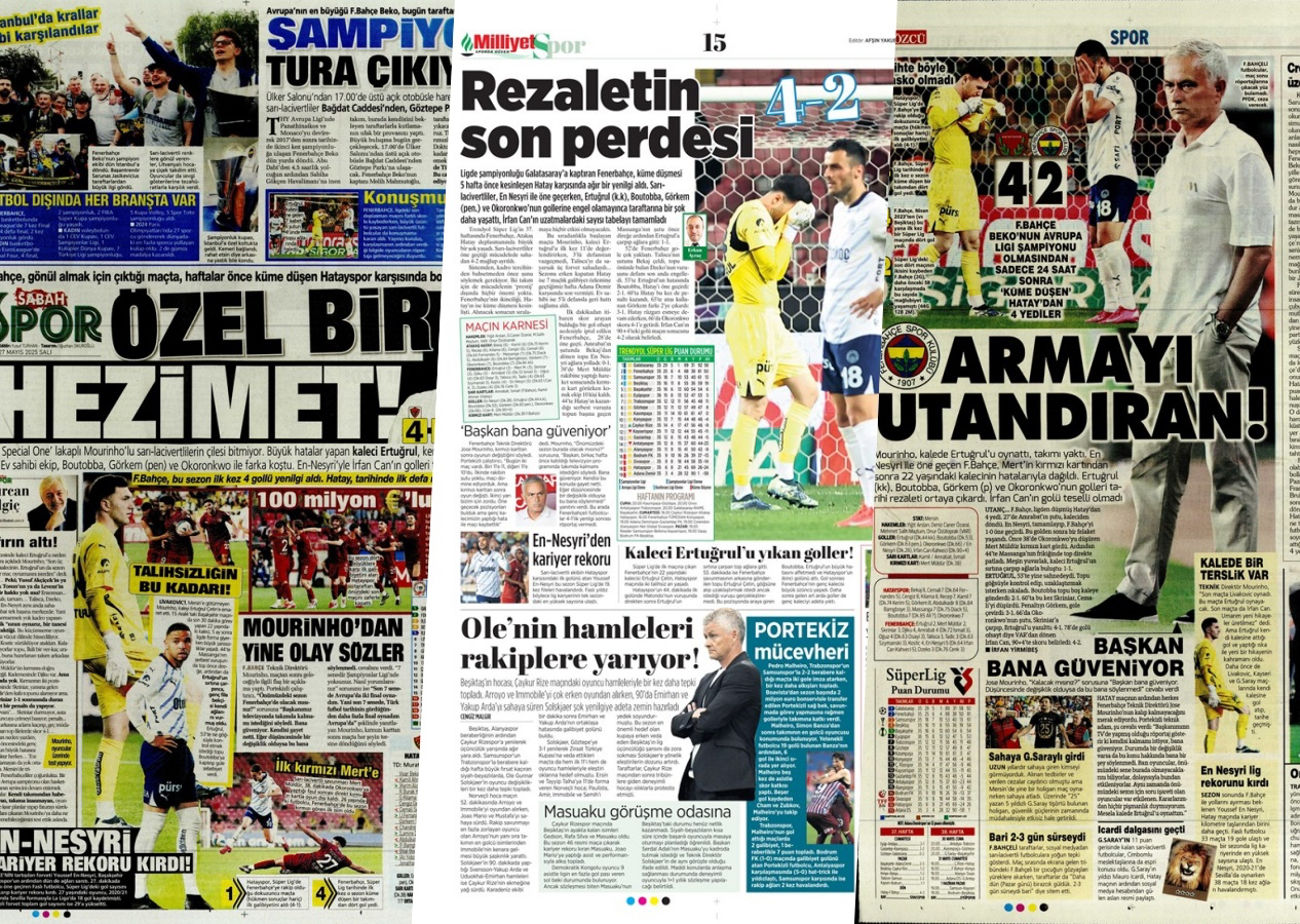 "Rezaletin son perdesi!" Fenerbahçe'nin tarihi hezimeti manşetlerde! Hedefteki isim Jose Mourinho