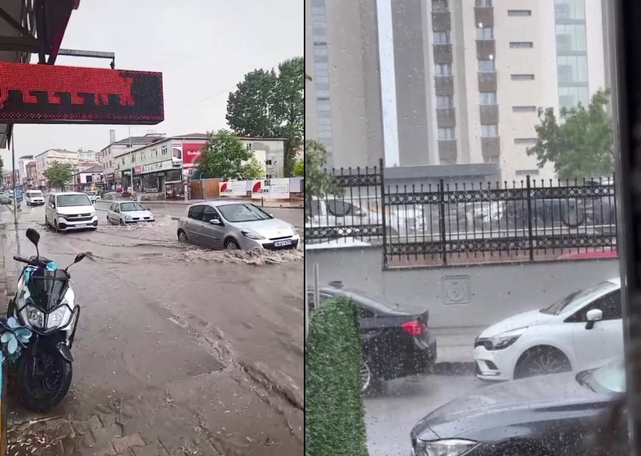 Sağanak bastırdı, İstanbul'da yollar göle döndü araçlar suda yüzdü