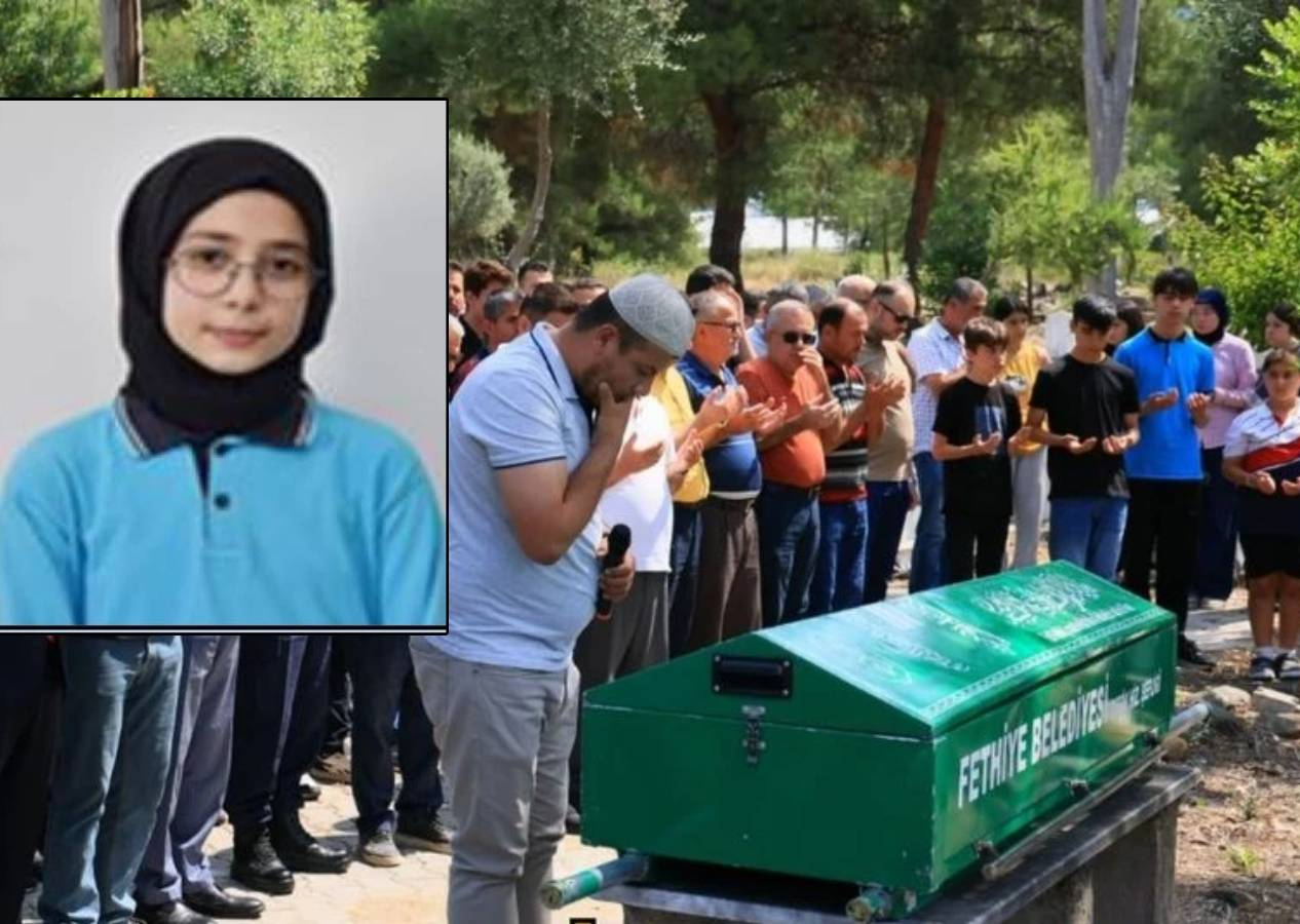 Deprem anında panik atak geçirip can veren 14 yaşındaki Fethiyeli Afranur için hüzünlü tören