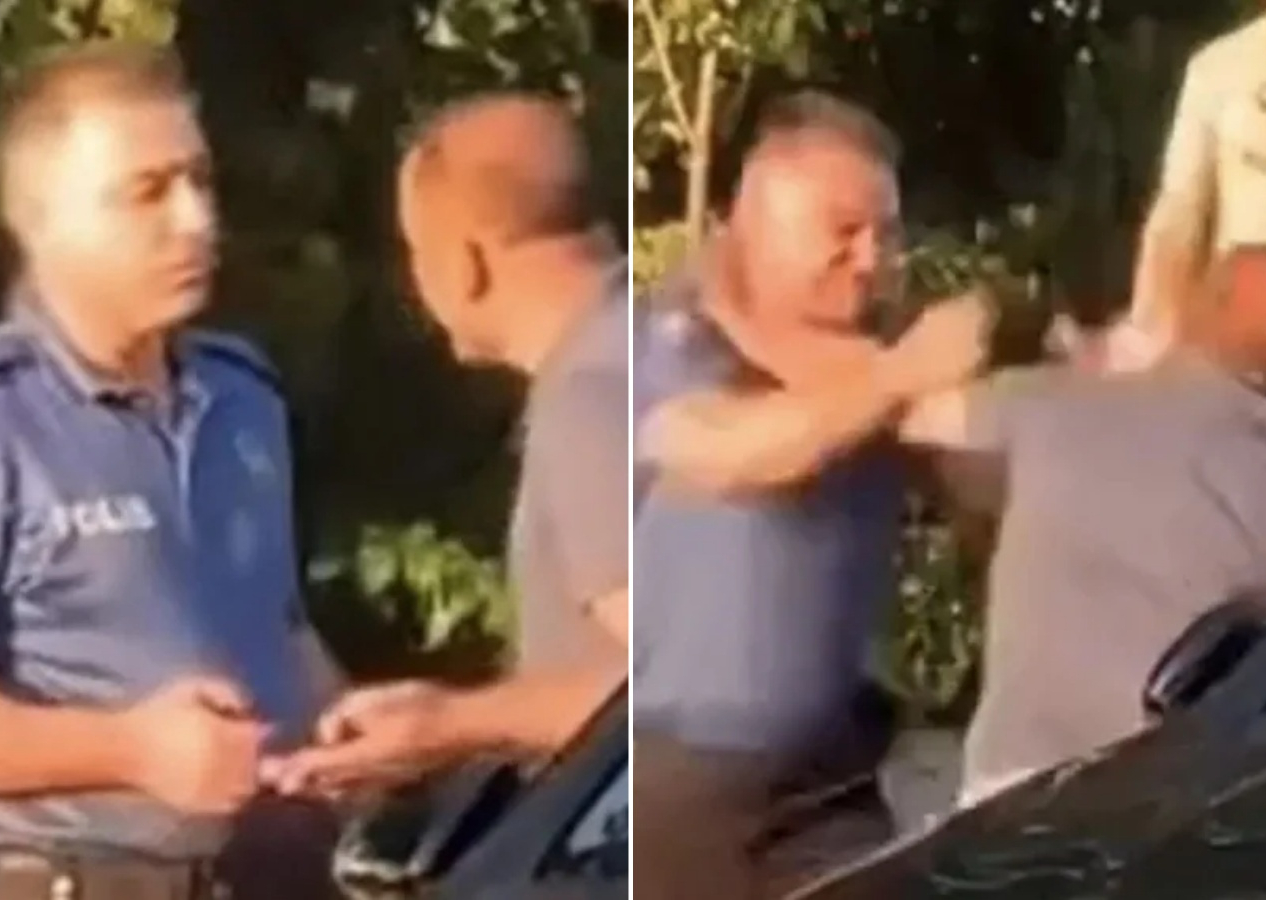 Denizli'de trafik kazası sonrası ortalık karıştı: Polis ile iş insanı trafikte yumruk yumruğa kavga etti!