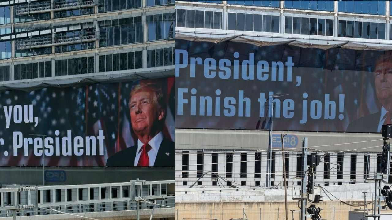 4 günde iki pankart! Tel Aviv kararsız! Trump'a farklı mesajlar verildi...