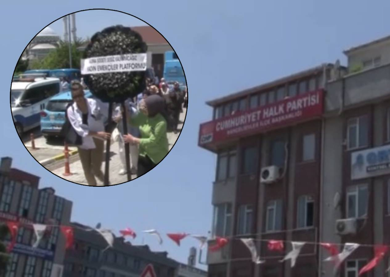 Bahçelievler Belediyesi'nde kadın memuru usulsüzlük yapmaya zorlayan CHP'li meclis üyesine siyah çelenkli protesto