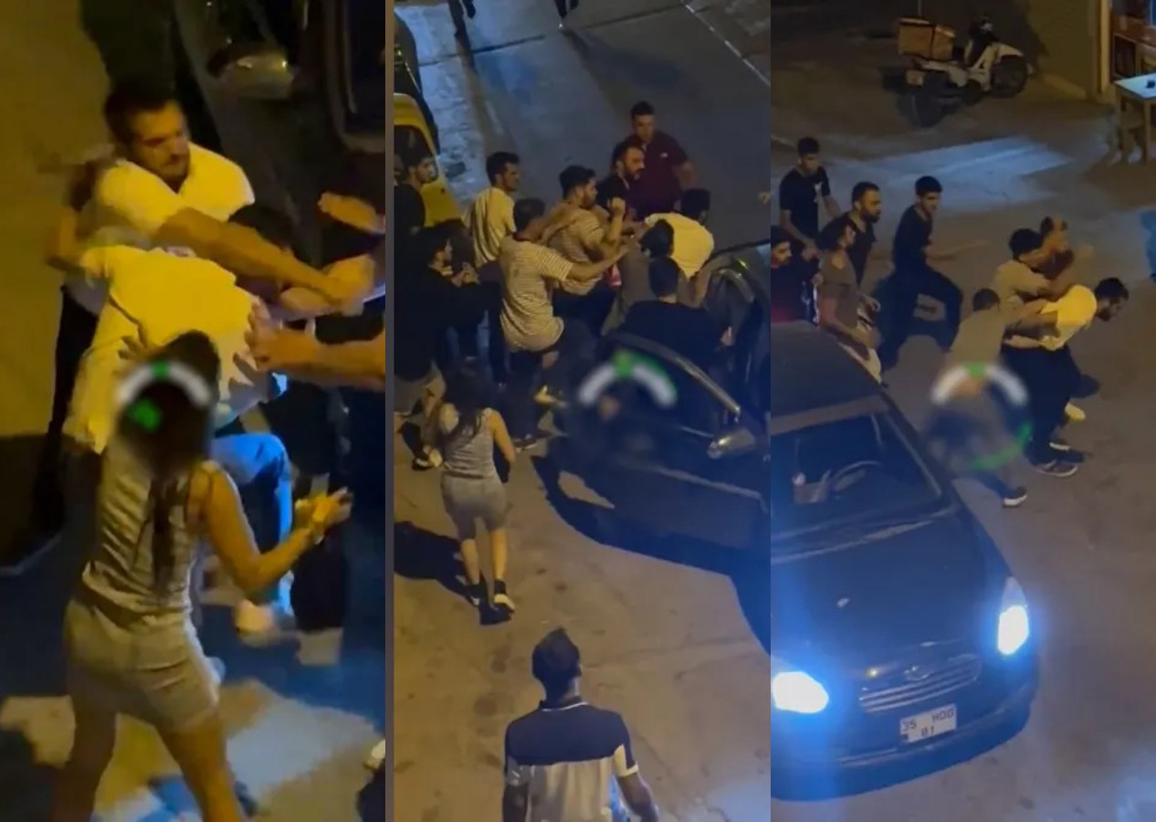 İzmir'de polise ve jandarmaya hakaret eden şahsa meydan dayağı