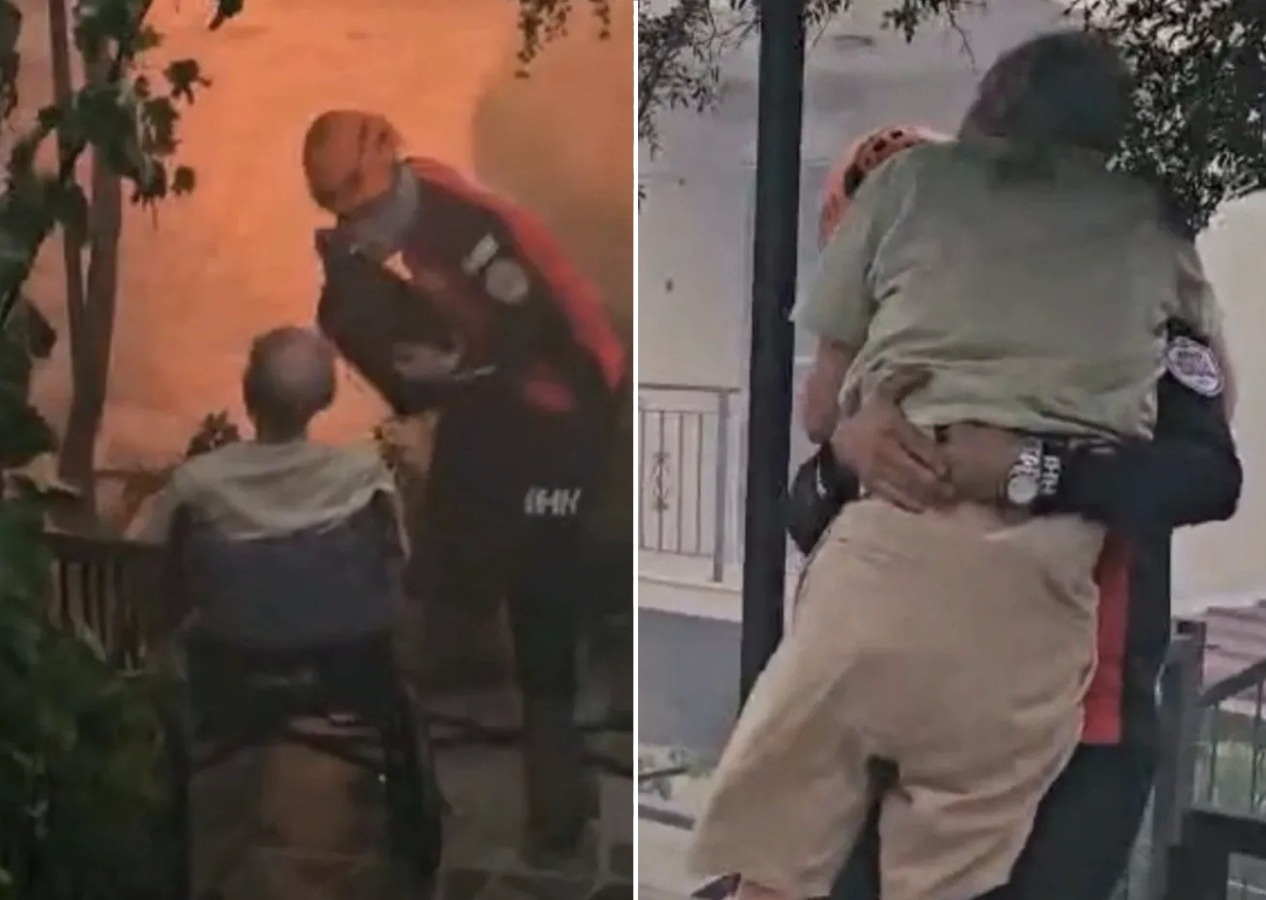 Yangının ortasında bir kurtuluş hikayesi… Tekerlekli sandalyedeki yaşlı adam işte böyle kurtarıldı!