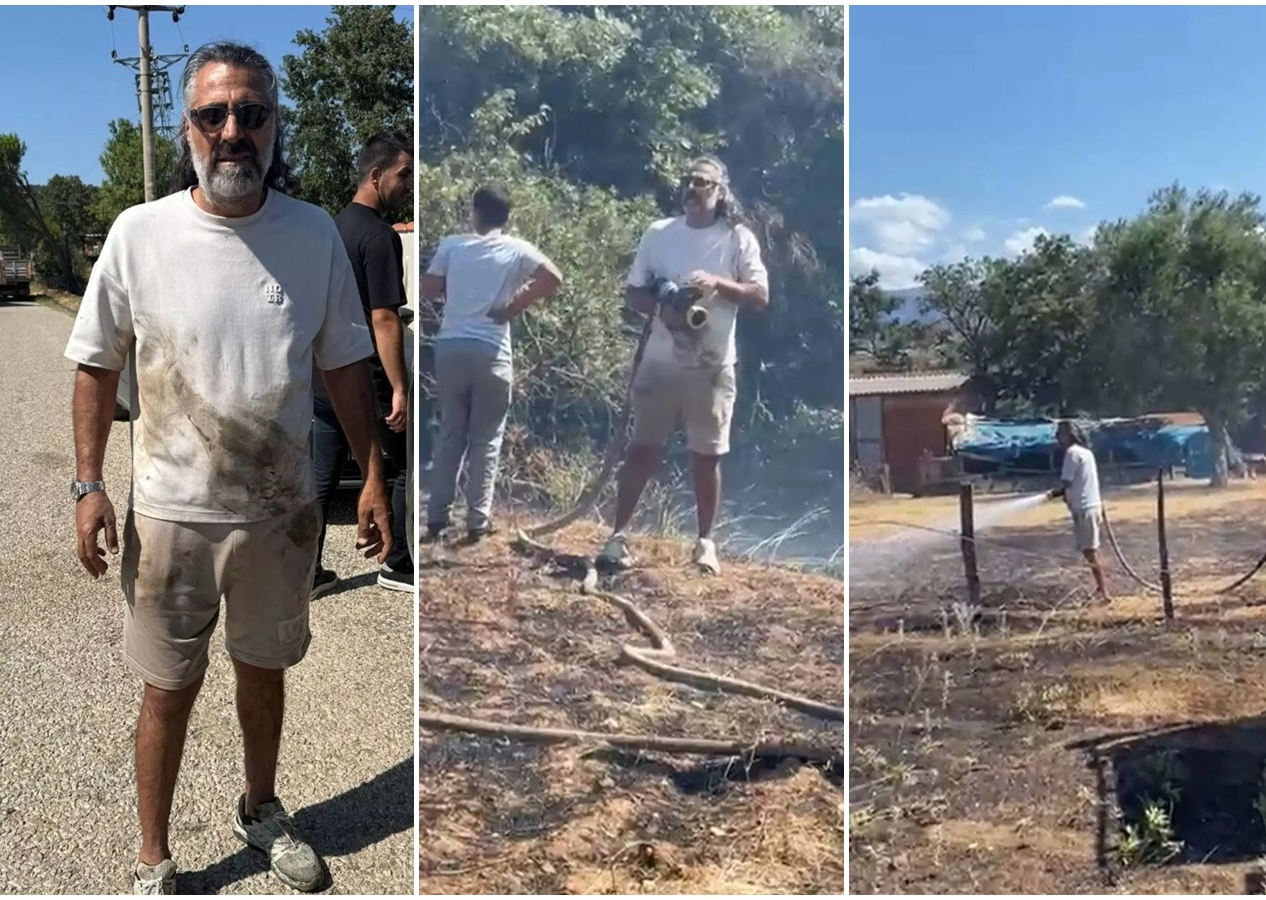 Çanakkale'de bir evin bahçesinde yangın çıktı! Kurtlar Vadisi'nin Abdülhey'i Kenan Çoban, yardıma koştu