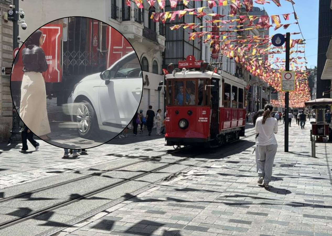 Taksim'de akılalmaz kaza! Fren yerine gaza bastı, nostaljik tramvaya bindirdi...
