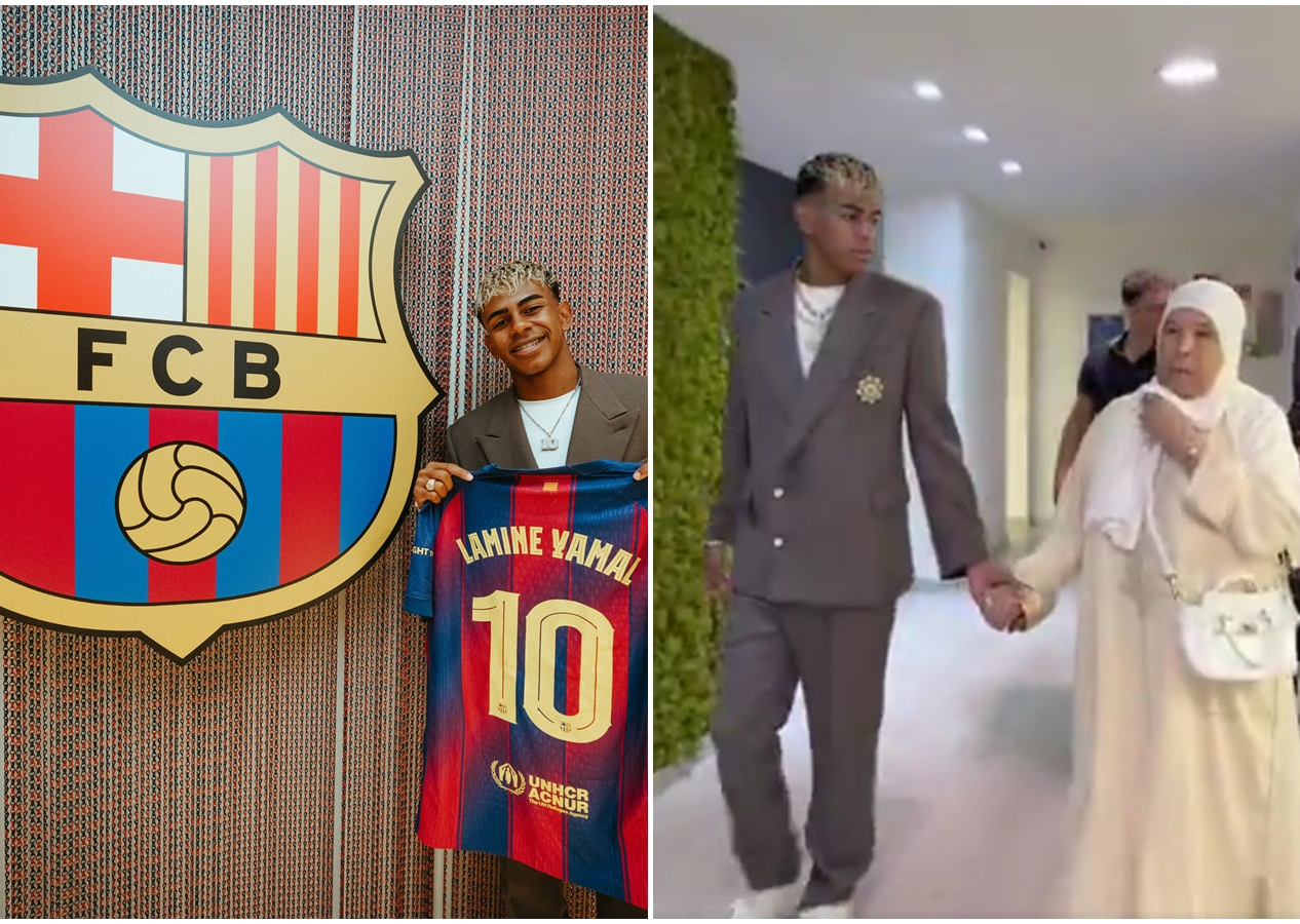 Barcelona’da 10 numaralı formayı devralan Lamine Yamal'dan takdir toplayan hareket! Törene babaannesiyle birlikte katıldı! Sosyal medya o yorumla doldu taştı: Lamine Yamal adamdır