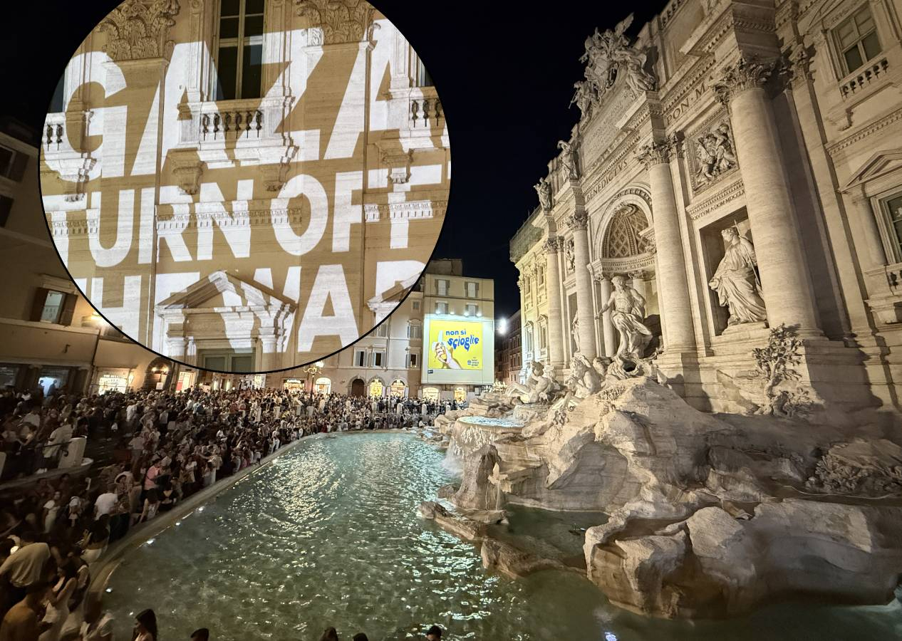 Roma'daki tarihi Trevi Çeşmesi'nin ışıkları Gazze için söndürüldü, Filistin sloganları atıldı