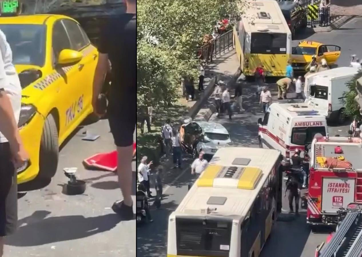 Beyoğlu Tarlabaşı'nda 9 aracın karıştığı zincirleme kaza! Yaralılar var...