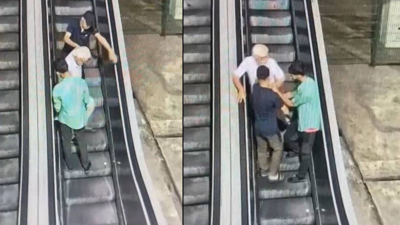 Taksim'de 67 yaşındaki adama yürüyen merdivende gasp kamerada! Ya paran ya canın dediler